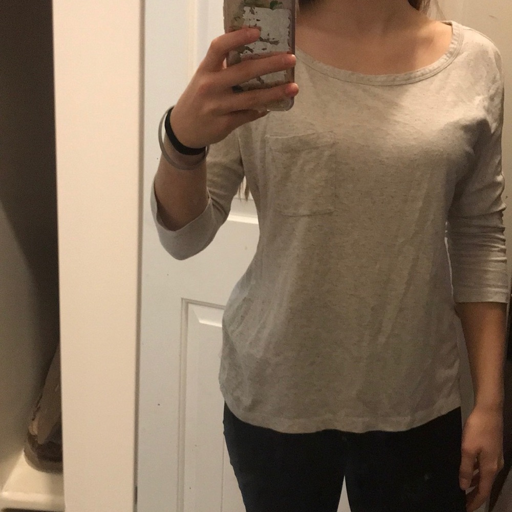 long sleeve gray shirt with pocket